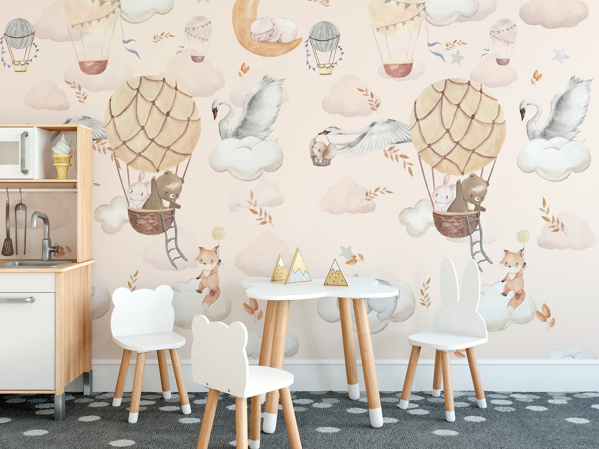 Whimsical Flight Animal Mural - Giffywalls C328