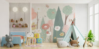 Pastel meadow theme kids wallpaper

