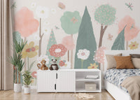 Cute floral and butterfly kids wallpaper