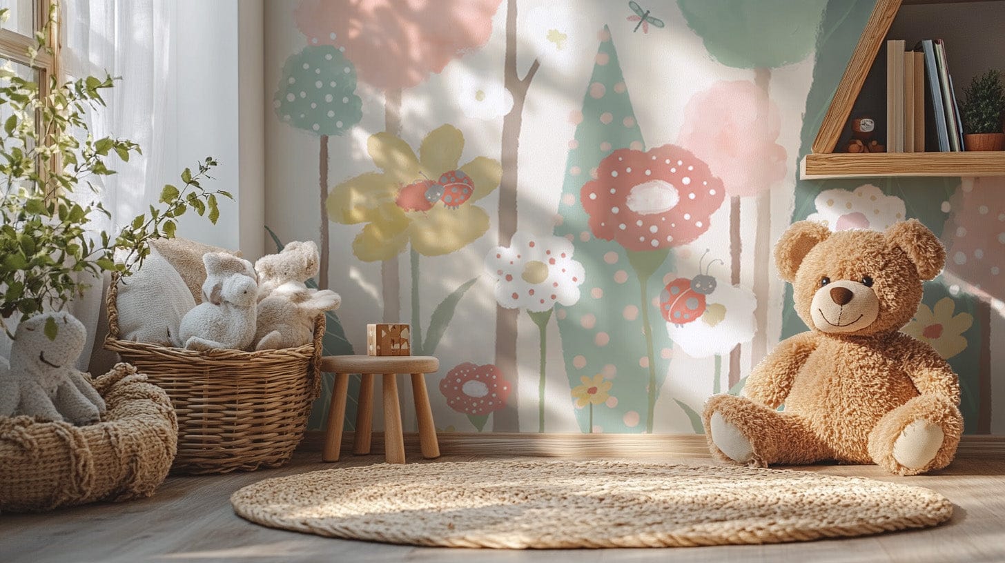 Soft watercolor floral meadow wallpaper
