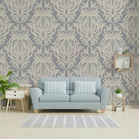 Soft pastel floral tapestry for a calming interior.


