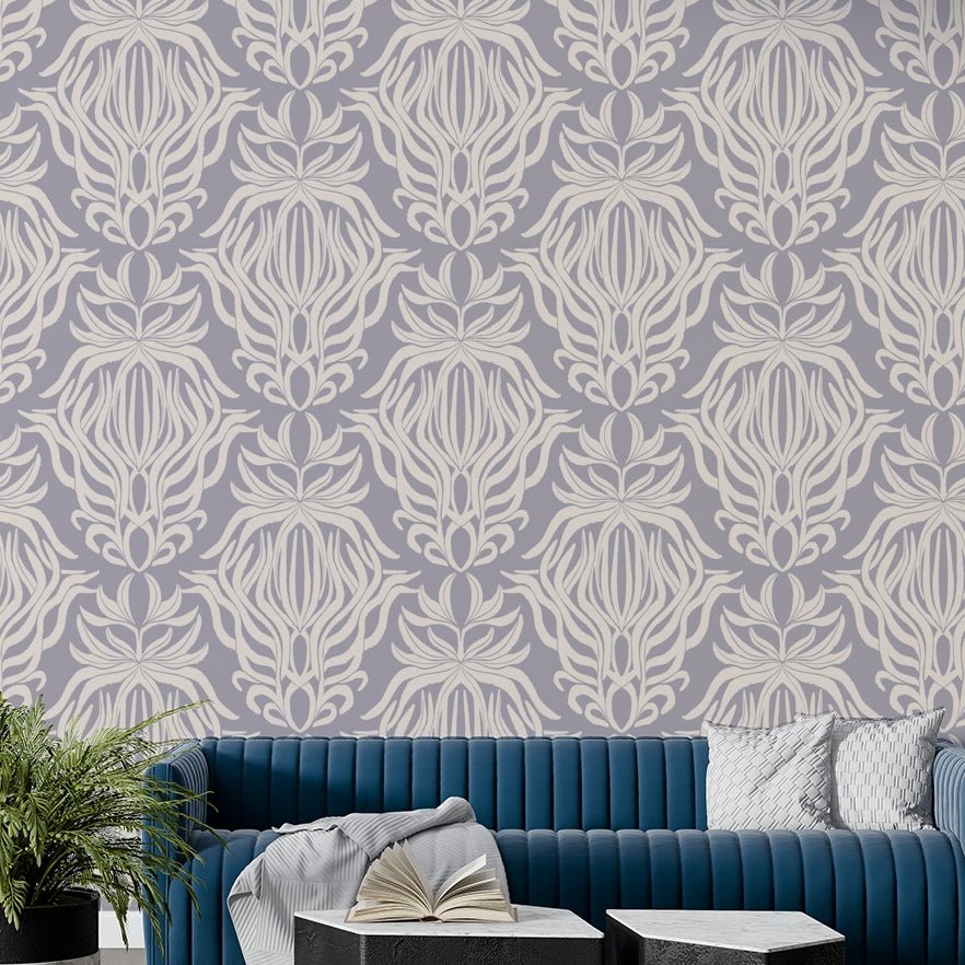 Bright and colorful floral tapestry wallpaper design.

