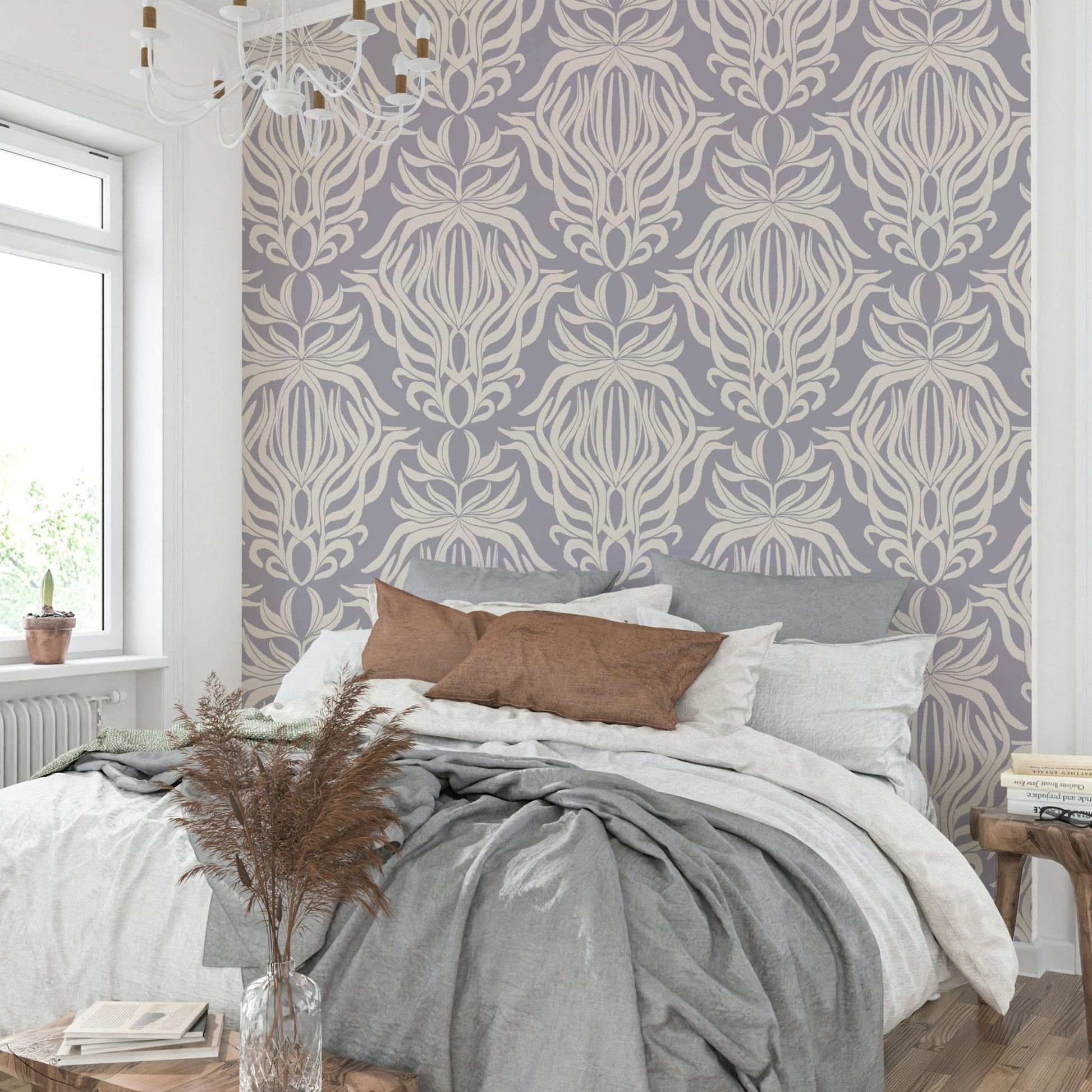 Elegant floral wallpaper design with a whimsical flair.

