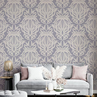 Floral tapestry wallpaper with a playful, artistic touch.

