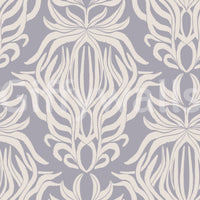 Whimsical floral tapestry wallpaper with soft hues.

