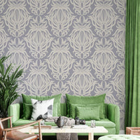 Whimsical floral tapestry wallpaper for modern rooms.

