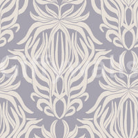 Whimsical floral tapestry wallpaper with soft hues.

