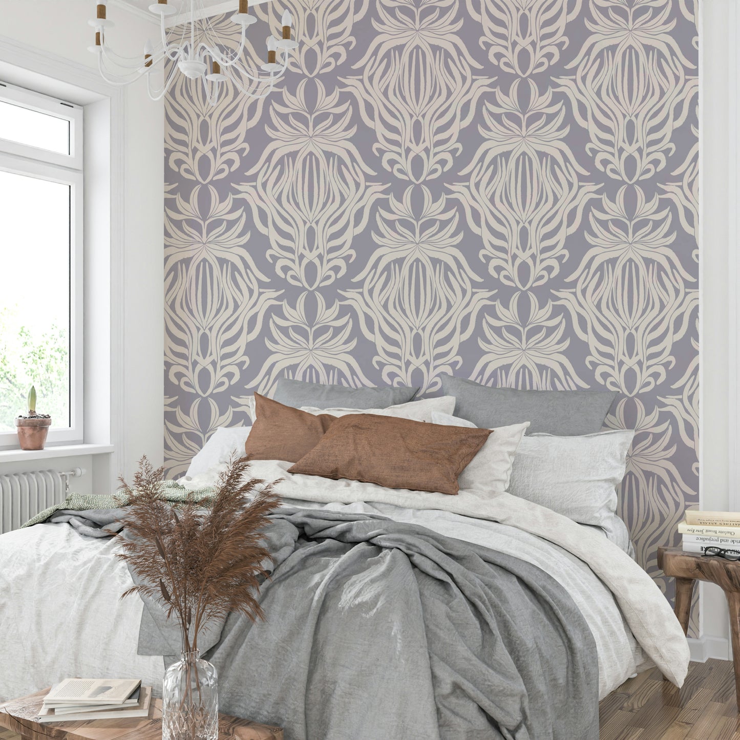 Elegant floral wallpaper design with a whimsical flair.

