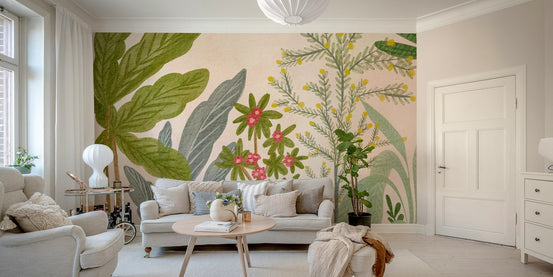 Whimsical Garden Escape Wall Mural with florals, GD898