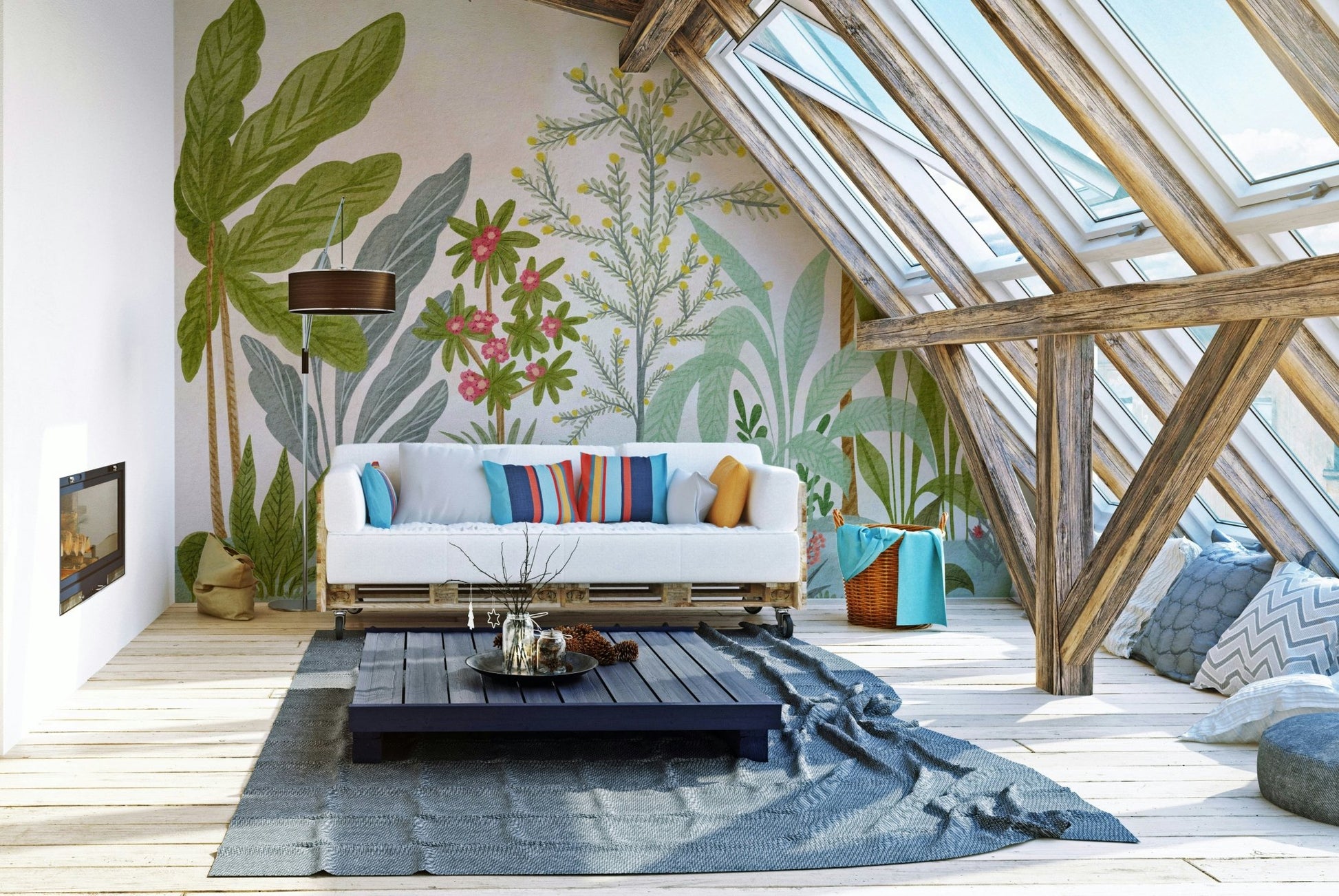 Dreamy floral mural for bedroom or nursery decor

