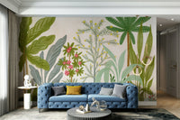 Delicate garden escape mural with vivid flowers

