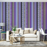 Whimsical Garden Stripes Purple Wallpaper.

