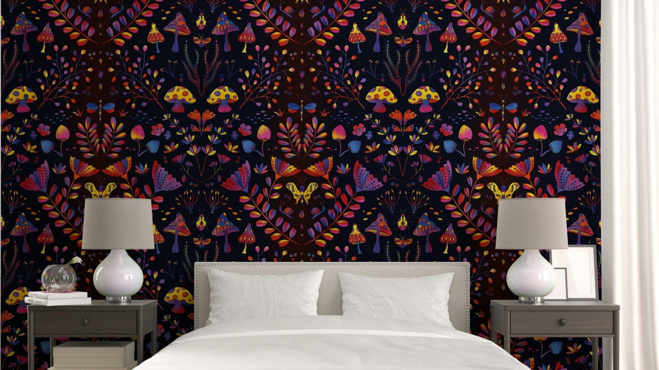 Hand-drawn garden scene with a dreamy, storybook vibe.

