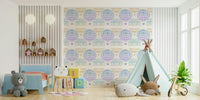 Soft-colored hot air balloon wall mural design


