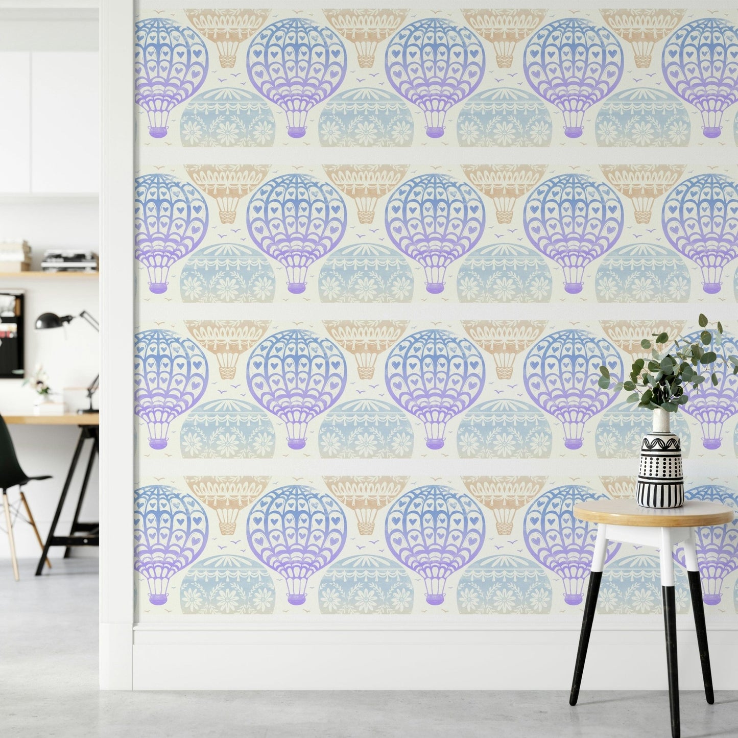 Pastel hot air balloon wallpaper for walls

