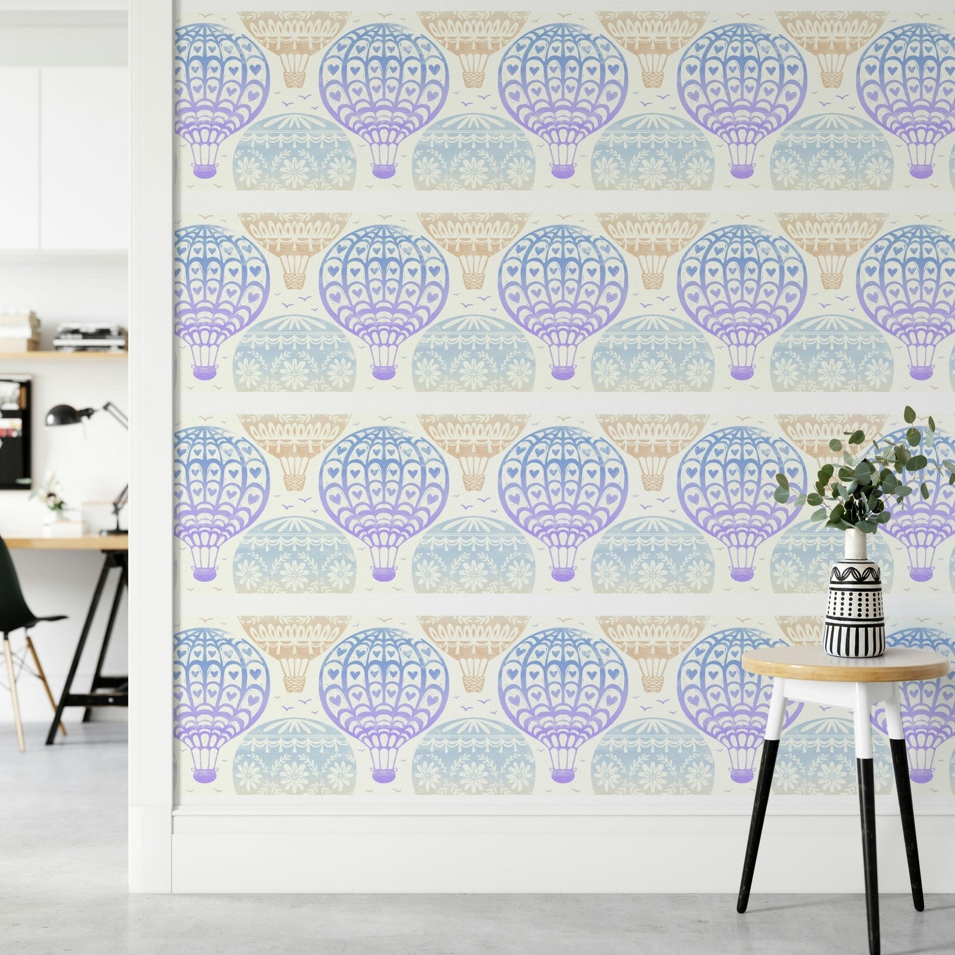 Pastel hot air balloon wallpaper for walls

