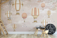 Soft beige sky hot air balloon wallpaper D260

