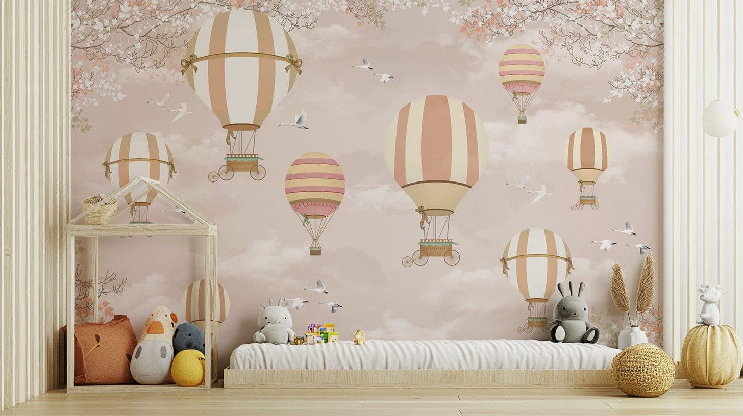 Pastel hot air balloon nursery wallpaper
 D260
