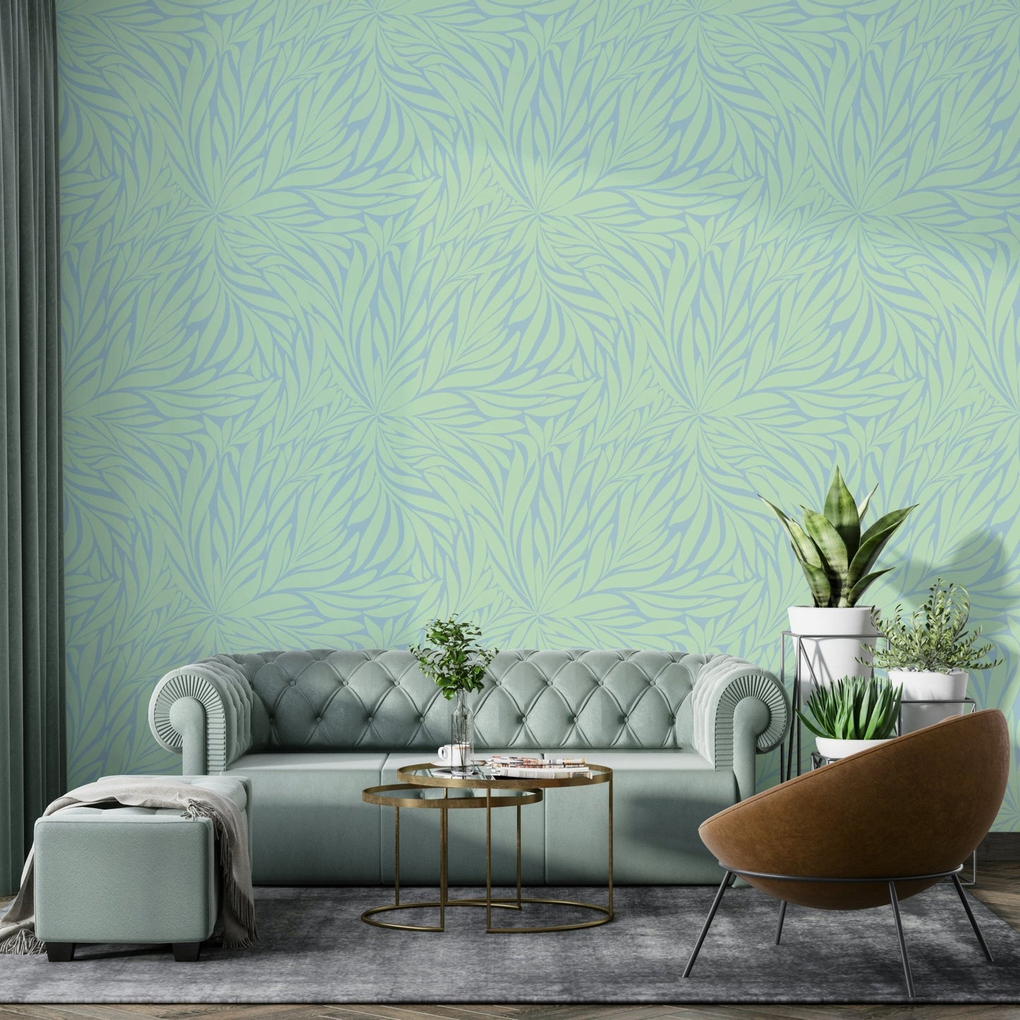 Boho leaf mural wallpaper


