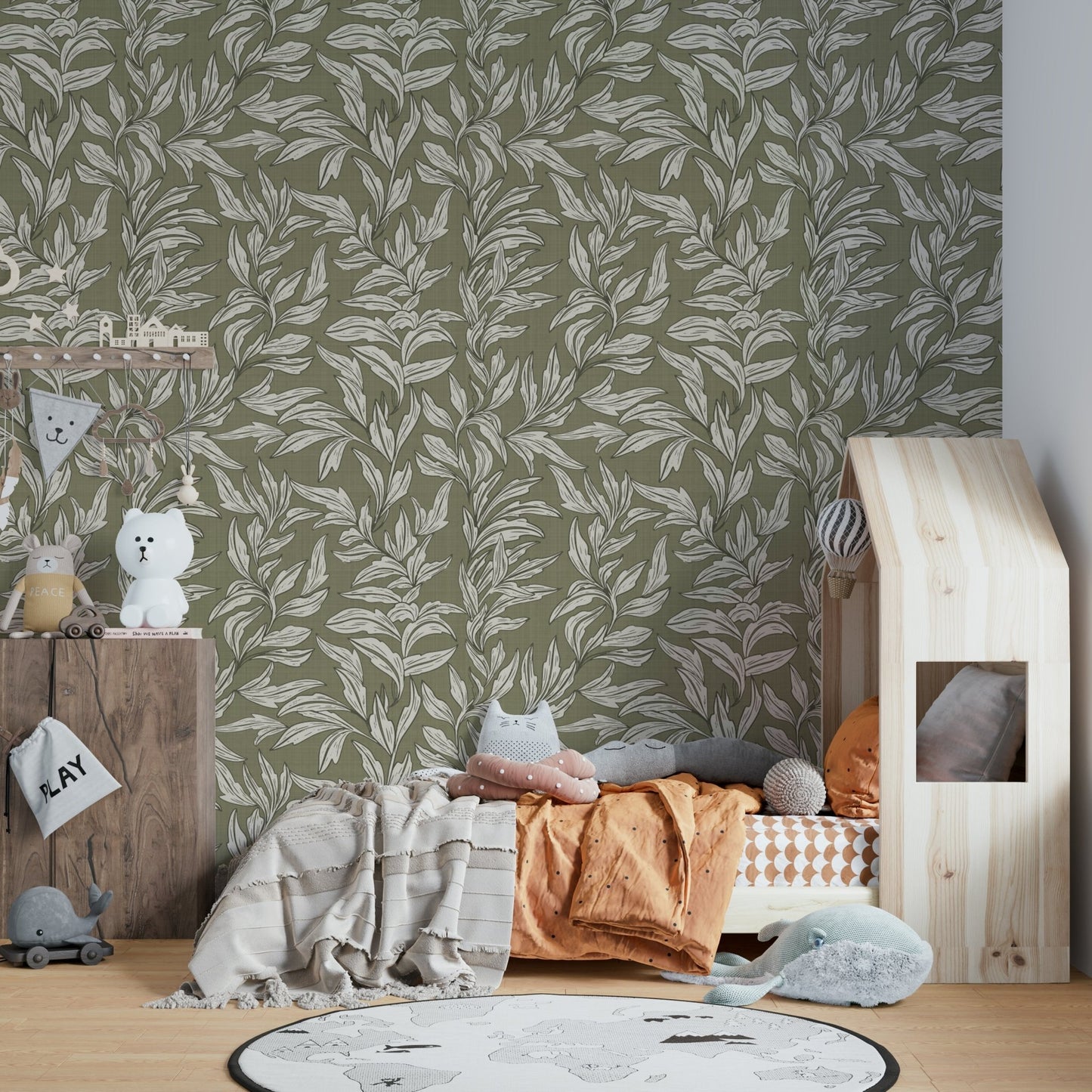 Airy leaf pattern mural wallpaper, GD997