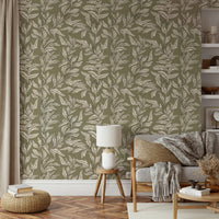 Mural wallpaper with scattered leaves, GD997