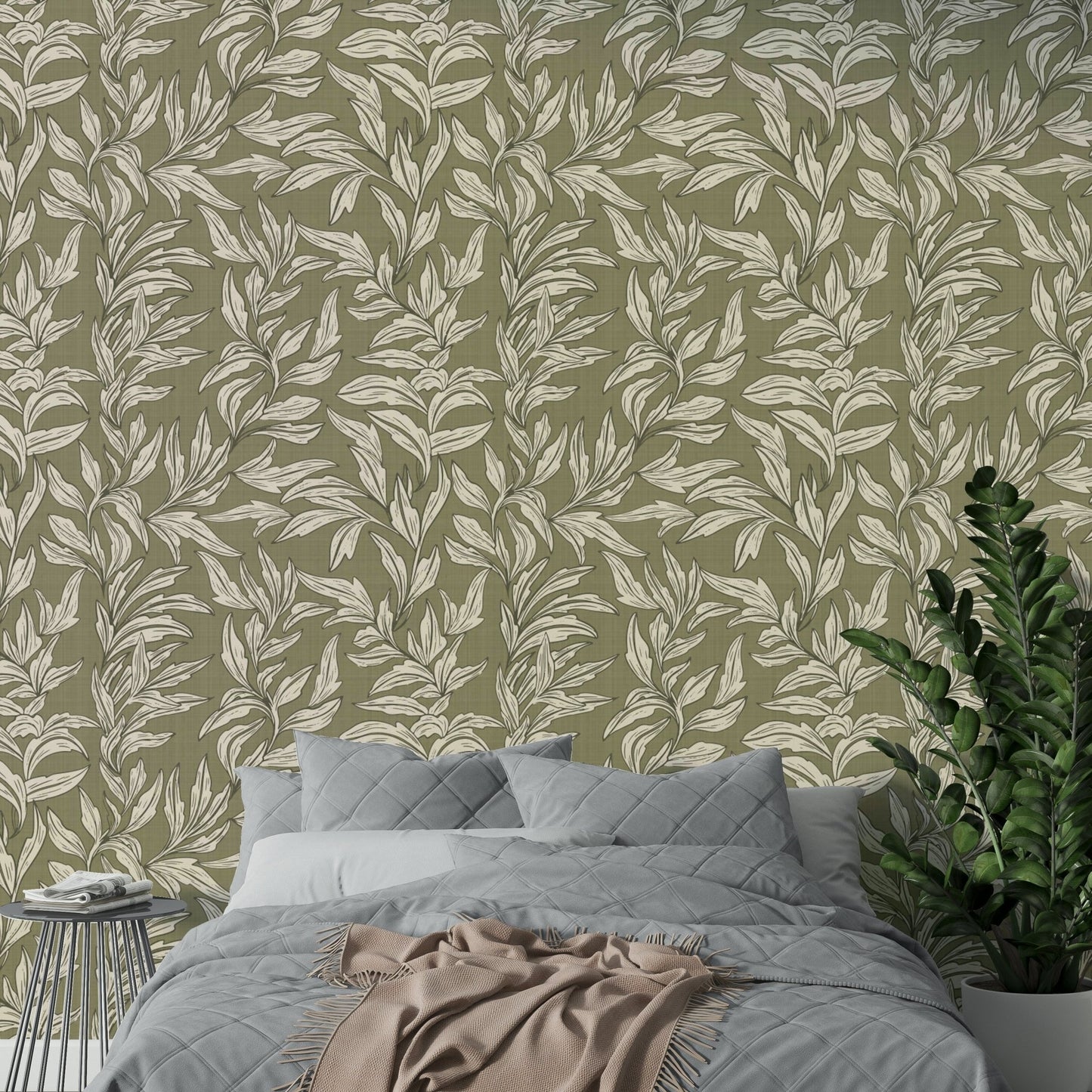 Neutral tone leaf print for interiors, GD997