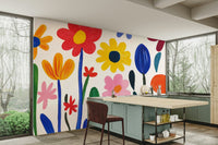 Oversized flower cut-outs in vivid Matisse colors

