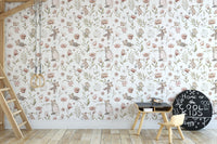Fairy tale mice and floral wallpaper
