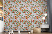nursery room filled with vintage exotic fun garden blue wallpaper charm