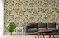 Wide feature covered in Whimsical Monkeys Playing Music green wallpaper, GD8595