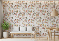 Sunlit sitting area paired with the exotic monkey garden wallpaper
