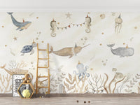 Marine life wall mural for nurseries
