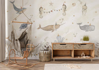 Whimsical underwater wallpaper for playrooms
