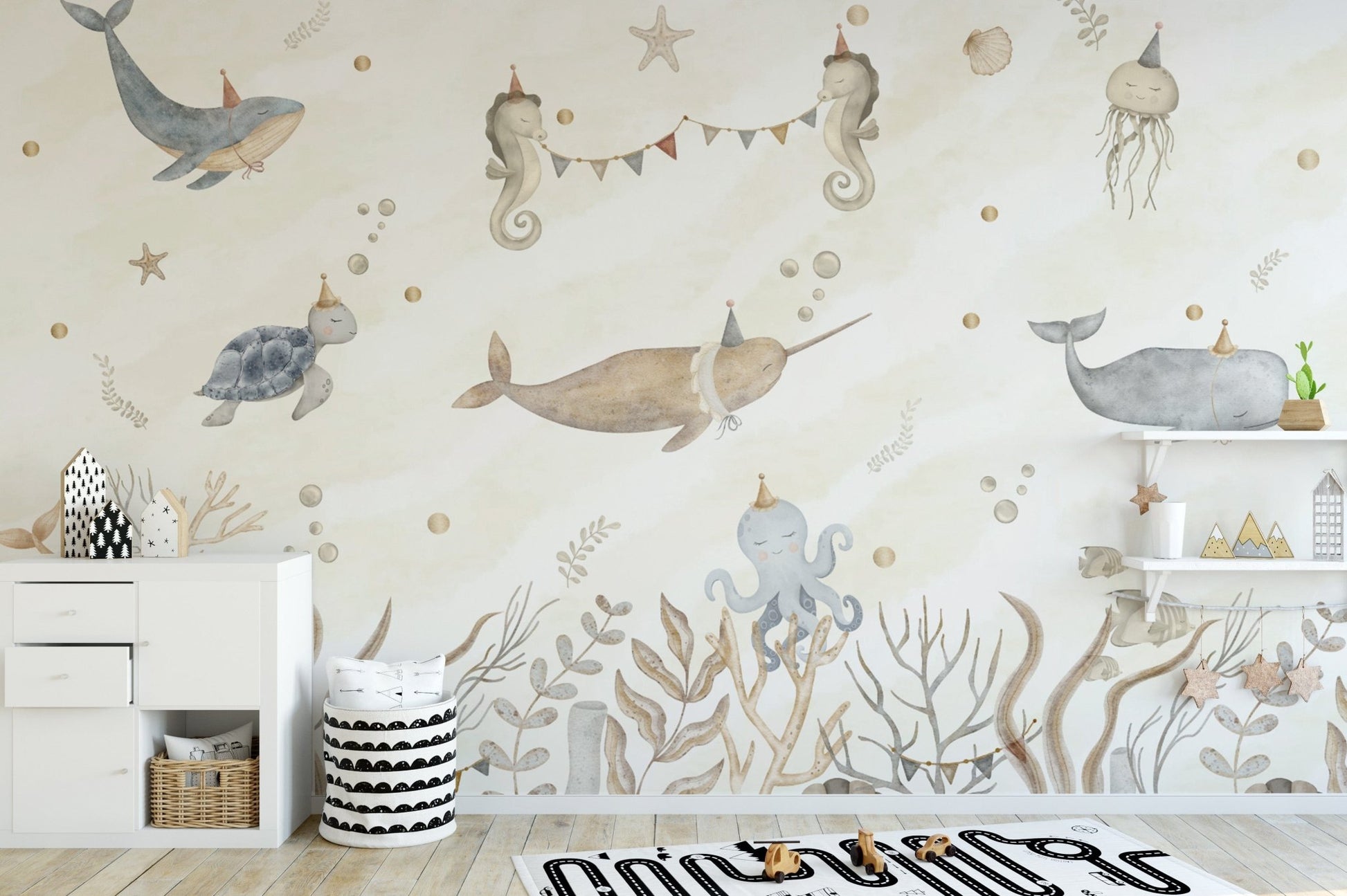 Charming underwater friends wall mural
