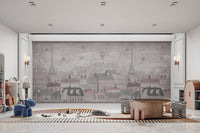 Paris-themed wallpaper with floating kites
