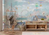 Soft pastel Paris cityscape wall décor
