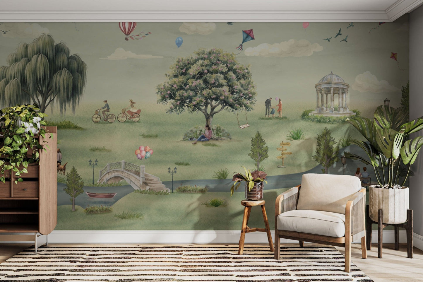 Girl reading under tree in park wallpaper

