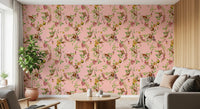 Cozy sofa area updated with Whimsical Playing Monkeys Family garden wallpaper