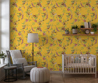 Nursery corner brought to life with whimsical monkey family yellow wallpaper, GD8594