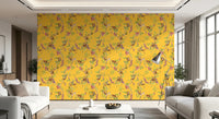Wide sitting room paired with vintage monkey garden yellow wallpaper detail, GD8594