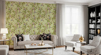 Serene sitting room featuring Whimsical Rococo Monkeys Vineyard Garden Green Wallpaper., GD8589