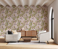 Upgrade a classic lounge using Whimsical Rococo Monkeys Vineyard Pink Wallpaper theme., GD8588