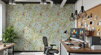 Professional office using Whimsical Rococo Monkeys Vineyard Garden Green Wallpaper, GD8578