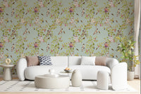 Studio backdrop with Whimsical Rococo Monkeys Vineyard Garden Green Wallpaper finish, GD8578