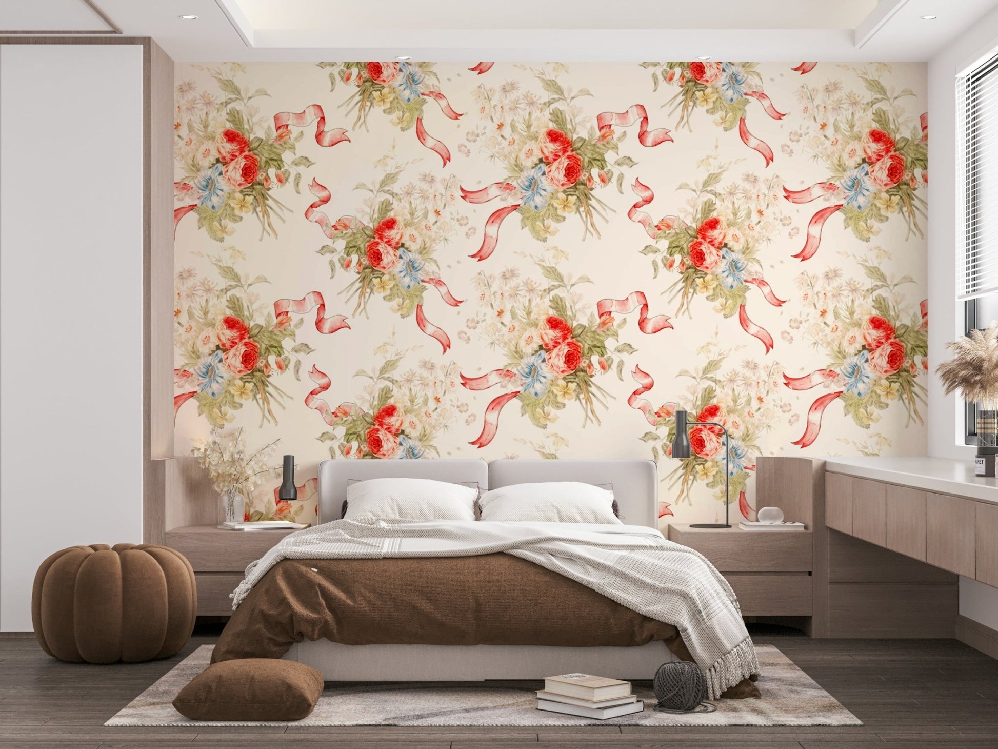 Delicate rose wallpaper in soft tones

