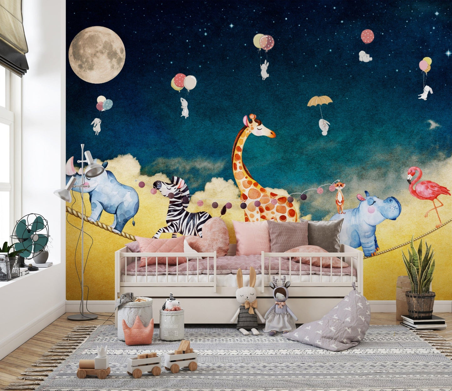 Nursery wallpaper with fun safari animals
 D248