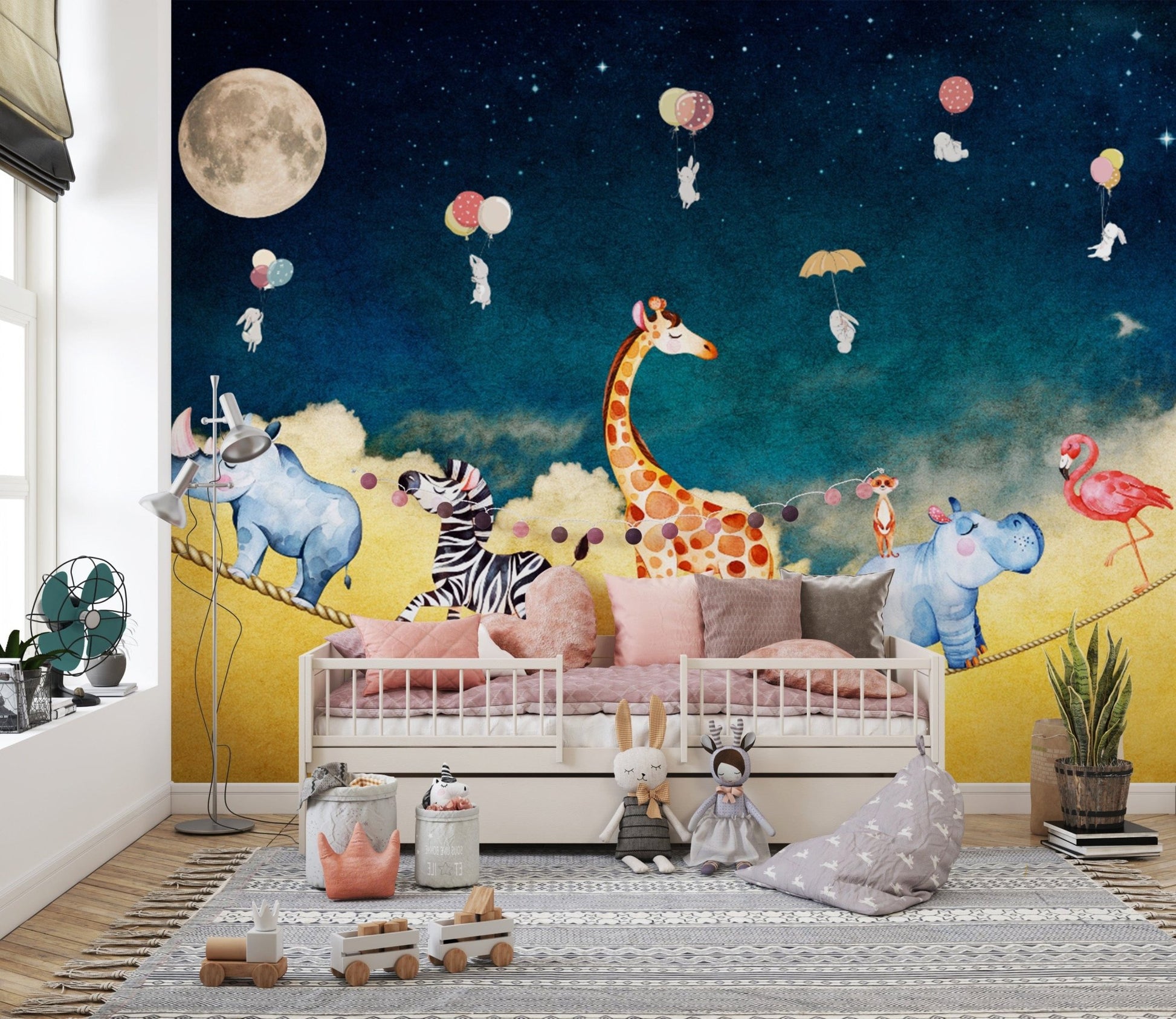 Nursery wallpaper with fun safari animals
 D248