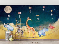 Nursery wallpaper with fun safari animals
 D248