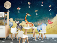 Watercolor safari wallpaper for kids' room
 D248