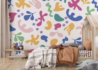 Playful cutout forms across Whimsical Shapes wall mural design, GD9320